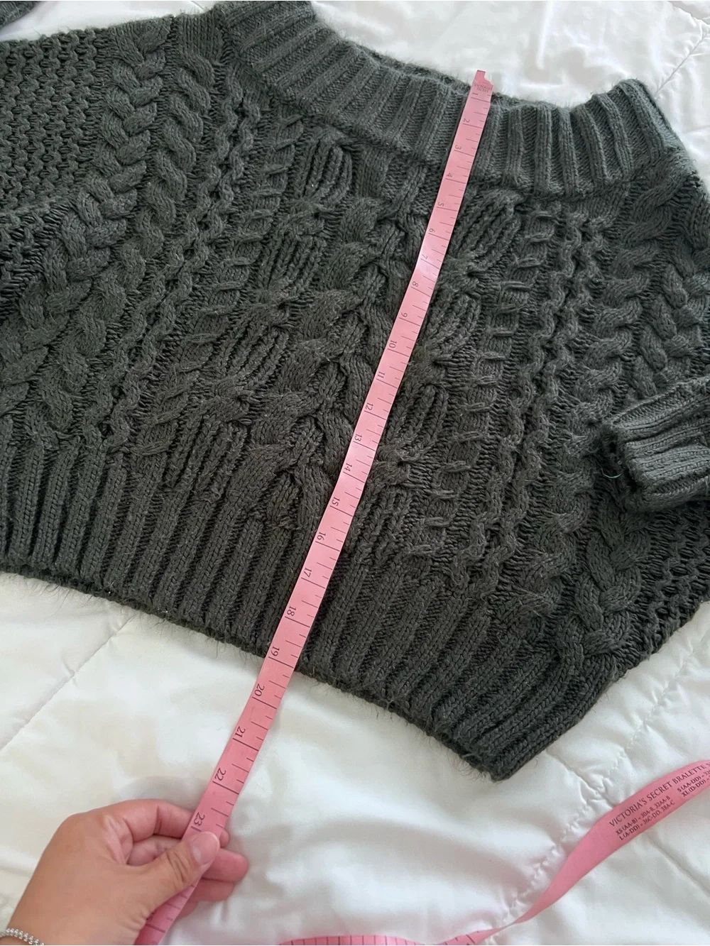 Anthropologie Melissa Off-the-Shoulder Cable Knit Sweater in Dark Olive size S
